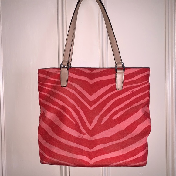 Coach Zebra Print Light and Dark Pink Tote - Picture 3 of 8